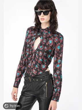 Pinko Black Skirt & Top set w/ Burgundy/Teal Print; can be set or individual-NWT